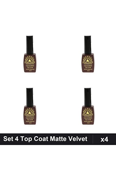 global fashion Set 4 Top Coat Matte Velvet 12ml, Finisaj Mat Fără Strat Dispe...
