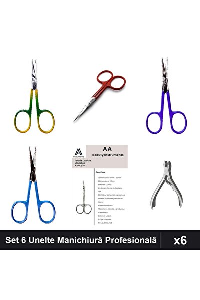 One Group Set 6 Unelte Manichiură Profesională, Forfecuțe Cuticule și Clește ...