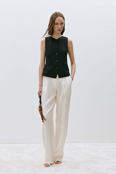 Suud Collection Black Nora 100% Linen Vest