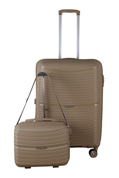 MÇS V379 AURA Y.ÜRETİM PP VALİZ 75 CM + MAKYAJ SİYAH SET
