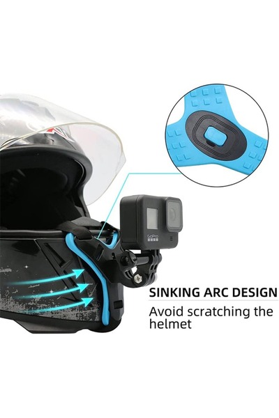 sharpdo Motorcycle Helmet Chin Mount for GoPro Camera Anti-Slip Anti-Shock Black Blue