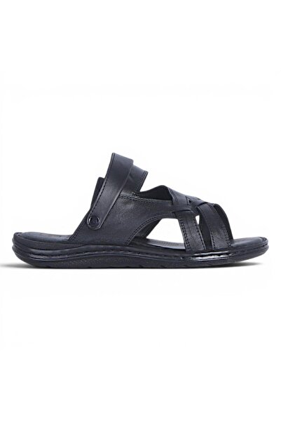 Ayakcenter Öz Zengin 982 Black Leather Men's Slippers