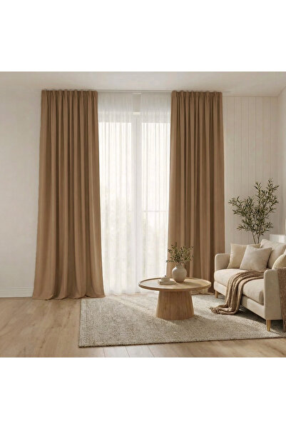 ArasyaHome Draperie de Textura Groasa YEMEN 80% Blackout Bej/Auriu