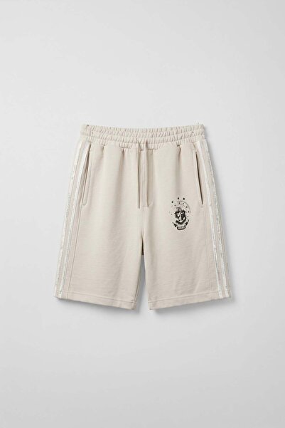 ablukaonline Men's Relaxed Fit Hope Fabric Stripe Detailed Shorts Beige