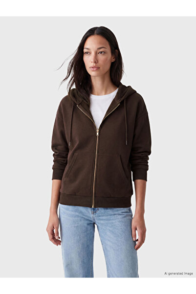 LC Waikiki Hooded Oversize Women's Zippered Sweatshirt