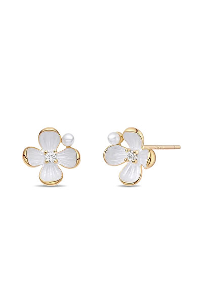 Lisa&Co. Cercei Argint Gardenia Argint placat cu aur galben / Alb / Shellpearls