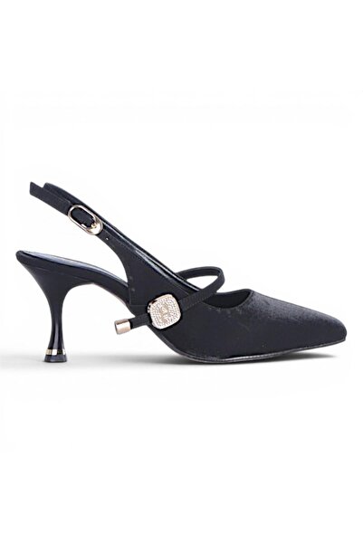Ayakcenter Pantofi cu toc de 9 cm pentru femei Alens A9 Black Satin