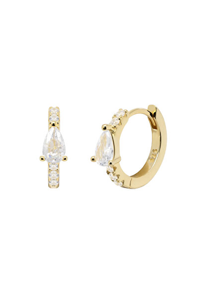 Lisa&Co. Cercei Argint Exquisite Pear Hoop Argint placat cu aur galben / Zirc...