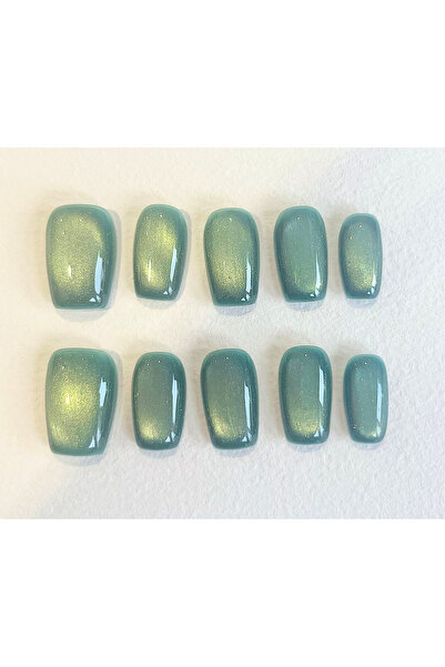 Nailvana Χειροποίητα Πρεσαριστά Νύχια Μάτι της Γάτας σε Πράσινο Φασκόμηλο (Με...