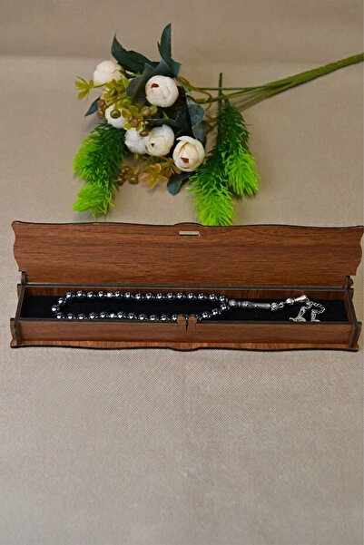 Çağrı Hematite Stone 33 Men's Rosary – Natural Stone, Stylish Wooden Box