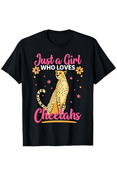 bolivia's Women's Just a Girl Who Loves Cheetahs T-Shirt - Black with & Yello...