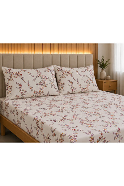 NURLATEX Battal Size Elastic Sheet Set 180X200 Spring Branch Lilac