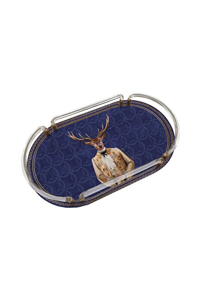 VİTELLİ Deer Louise Dekoratif Oval Akrilik Tepsi Sunum Tepsisi - 40x23 cm