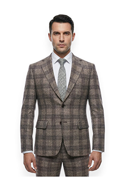 HERMOSE Signature |   Brown Plaid Patterned Suit