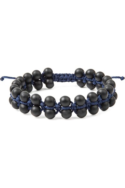 MINZA India Men’s Bracelet, Black Onyx Double Row Beaded Bracelet, Handmade A...
