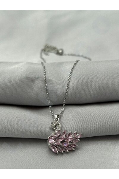 LUMİCOTAKI Steel Stone-Set Swan Zircon Stone Gold Silver Pink Necklace | Summ...