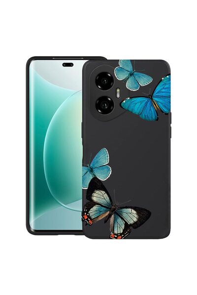 bestcase Θήκη για Honor 300 με Όμορφο Σχέδιο Μπλε Πεταλούδων, TPU Ματ Εξαιρετ...
