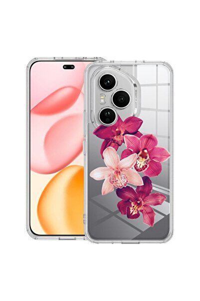 bestcase Противоударен калъф, съвместим с Honor 400 Pro, Флорален - Червена о...