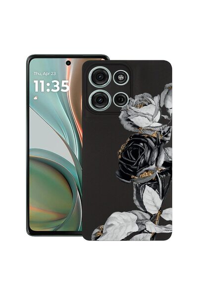 bestcase ¬Æ Husa pentru Motorola Edge 50 cu Design Black Rose, TPU Mat Ultra ...