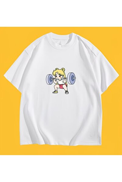 Le Savu Cartoon Fun Creative Pattern Round Unisex Oversize T-Shirt