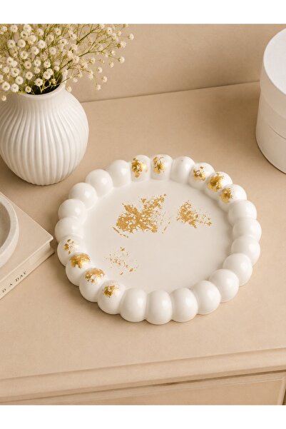 OEM White bubble decorative tray with gold accents - holder for jewelry and c...