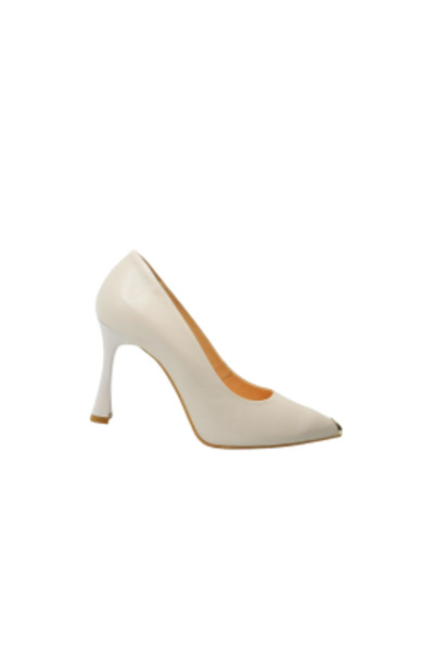 Kordel Elegant women's high-heeled stiletto shoes, cream, made of leather, wi...
