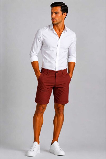 ANATOLIATEKSTILE Pantaloni Scurți Bărbați Slim Fit Casual Premium Bermude Ele...