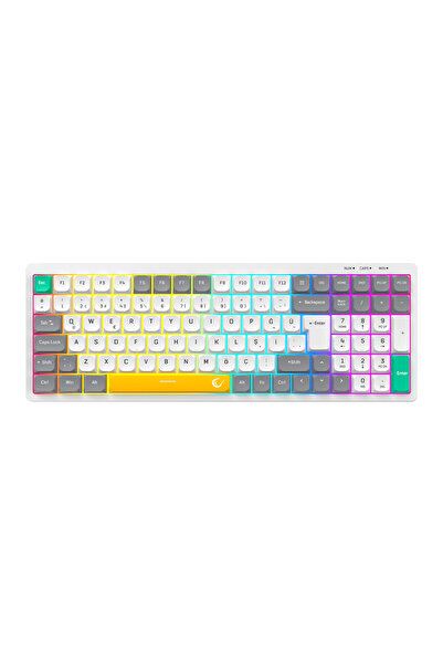 Rampage Pure Beyaz / Gri SESSİZ RGB Q Low Profile Membrane Oyuncu Klavyesi