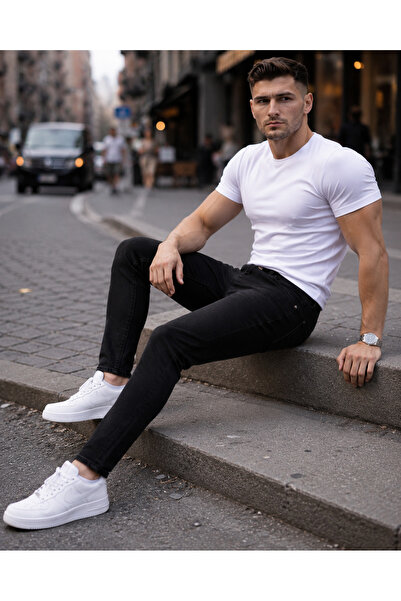 Fashion İstanbul Men's Slim Skinny Fit Lycra Jeans Black Jean