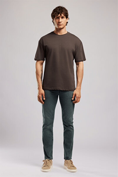 Lee Cooper AYLOS Erkek Loose %100 Pamuk Baskılı Bisiklet Yaka T-Shirt Kahverengi