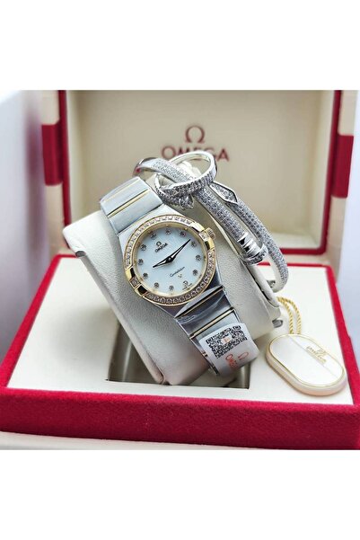 OEMS Omega Constellation Watch - Zircon-Studded Bezel + Bracelet - White
