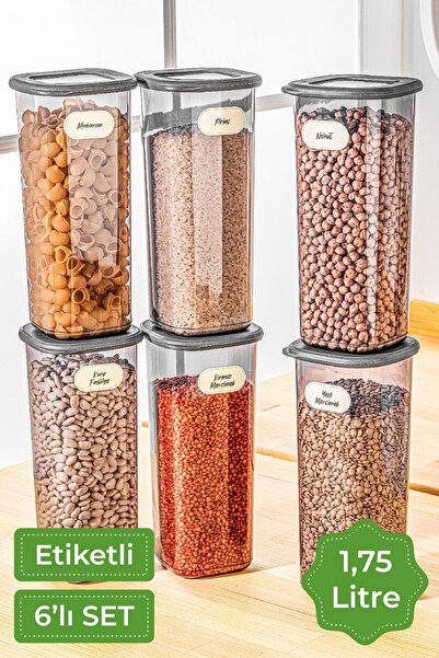 Mira Home Set of 6 food storage containers, labeled, 1.75 liters,