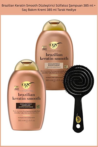 OGX Brazilian Keratin Smooth Düzleştirici Sülfatsız Şampuan 385 ml + Saç Bakı...