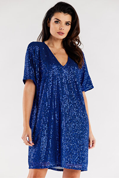 Awama Dress, Awama, Polyester, Navy Blue, One Size