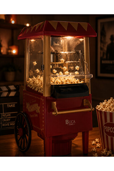 BŞK VİRGO Oil-Free Corn Popper Machine Hot Air Popcorn Maker Nostalgic Design