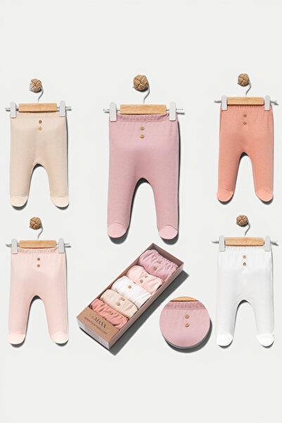 LOVE MAXX Düğmeli Patikli Kız Bebek Tek Alt / 5'li Set - Pamuklu Yenidoğan 0-...