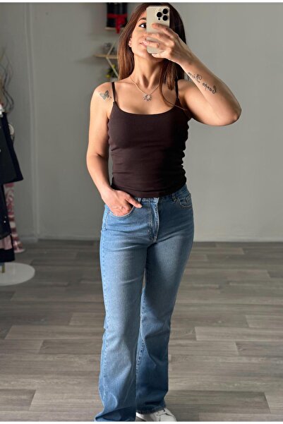 Derya Akyol Women's Brown Rope Strap Ribbed Athlete Bodysuit