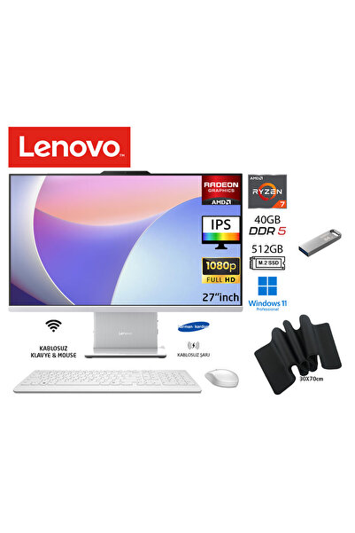 LENOVO 27ARR9 AIO Ryzen7 7735HS 40GB 512GB SSD BULUT GRİ W11PRO 27" FHD DUDDI...