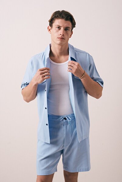 carino man OVERSIZE FIT NAKIŞLI CEP DETAYLI GÖMLEK