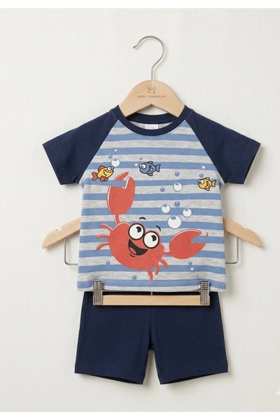 FURKYY Boys' Summer Top and Bottom Set with Shorts