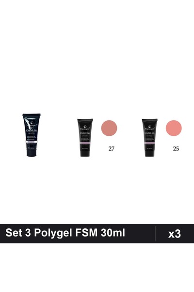 FSM Set 3 Polygel 30ml - Nr.14, Nr.27, Nr.25 - Constructie Unghii