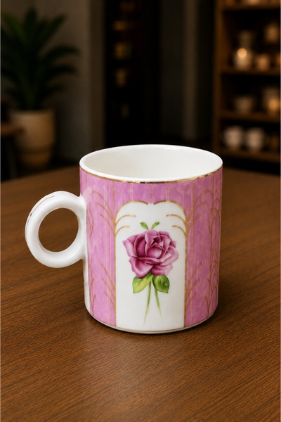 RUBİ PORSELEN Rose Patterned Porcelain Mug 200 ml