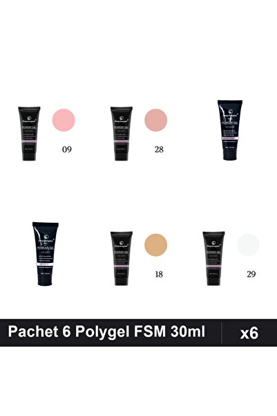 FSM Set 6 Polygel 30ml - Nr.09, Nr.28, Nr.15, Nr.17, Nr.18, Nr.29 - Construct...