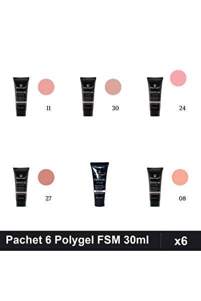 FSM Set 6 Polygel 30ml - Nr.08, Nr.11, Nr.14, Nr.24, Nr.27, Nr.30 - Constructie