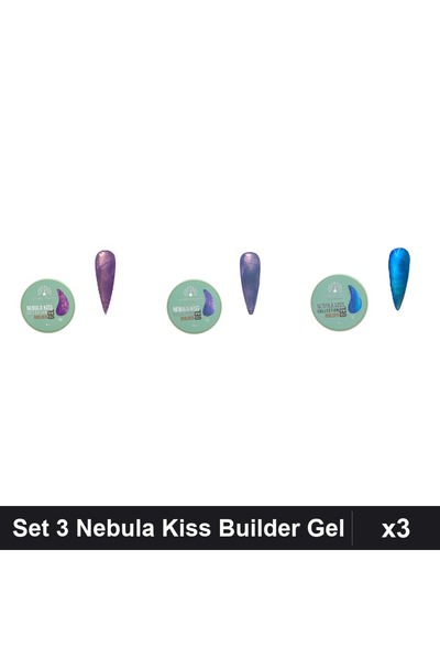 global fashion Set 3 Nebula Kiss Builder Gel 15g - Nr.08, Nr.13, Nr.15