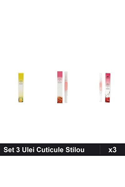 global fashion Set 3 Ulei Cuticule Tip Stilou - Ananas, Cherry, Cireșe -