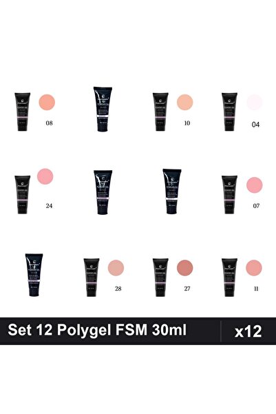 FSM Set 12 Polygel 30ml - Nr.04, Nr.07, Nr.08, Nr.10, Nr.11, Nr.15, Nr.17, Nr...