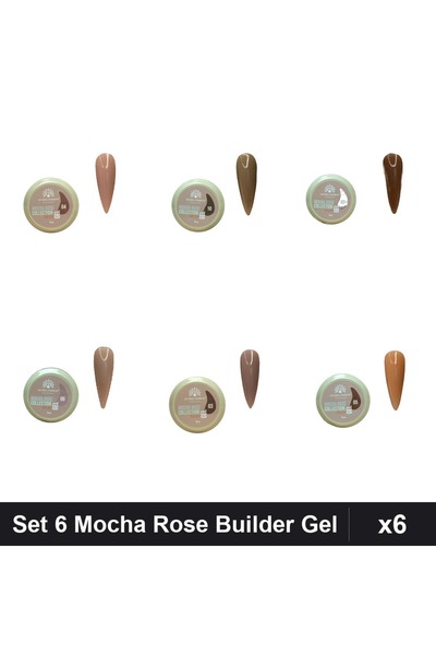 global fashion Set 6 Mocha Rose Builder Gel 15g - Nr.03 Nr.04 Nr.05 Nr.06 Nr....
