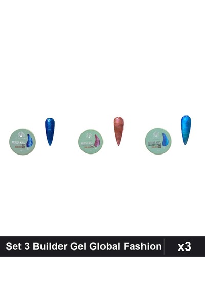 global fashion Set 3 Nebula Kiss Builder Gel 15g - Nr.07, Nr.15, Nr.16