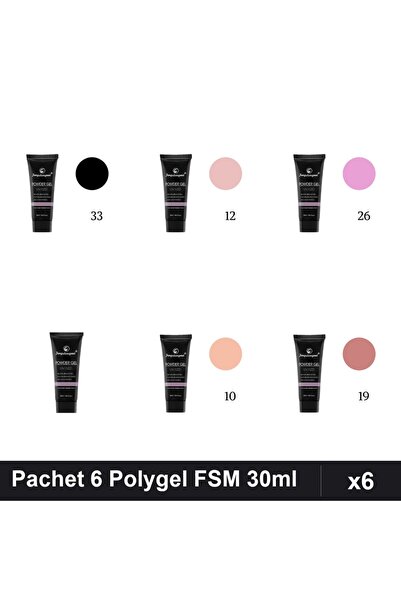 FSM Set 6 Polygel 30ml - Nr.01, Nr.10, Nr.12, Nr.19, Nr.26, Nr.33 - Constructie
